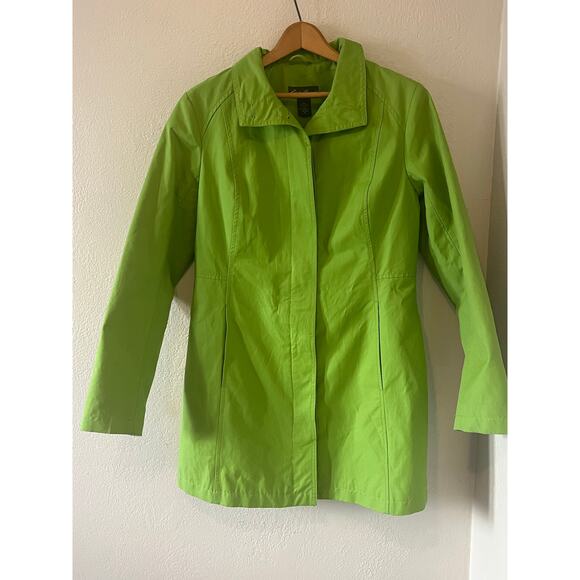 Womens Eddie Bauer Lined Green Rain Spring Summer Jacket Trench Coat Size Small - Picture 1 of 6